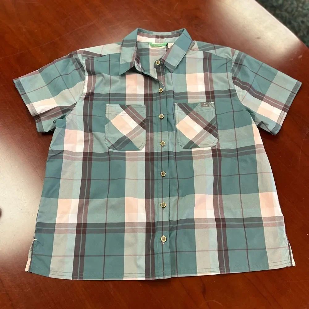 L.L. Bean Green Plaid Ladies Camp Shirt sz S NWOT